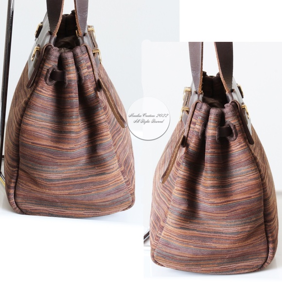 Hermes Herbag Tote Bag Cabas PM Brown Vibrato Leather & Canvas 2-In-1 Bag HTF - Picture 7 of 17